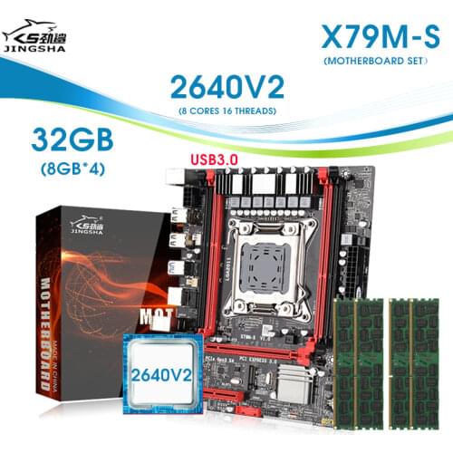 JINGSHA X79 3.0 chipset motherboard Xeon E5 2640 V2 LGA 2011 4Pcs x 8GB= 32GB 1600 DDR3 ECC REG memory SATA3 M-ATX M.2 SSD