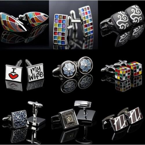 MeMolissa 18 Designs Love Wedding Cufflinks Unique Design Rainbow Enamel Cuff Links Flower Cuffs