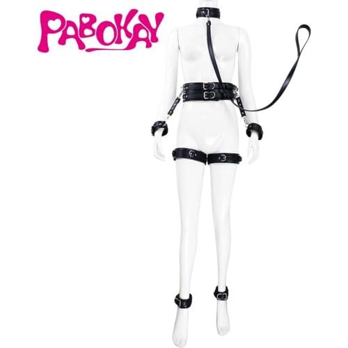 Sex Toys For Woman Men 7 Pieces SM Bondage Set Erotic Restraint collar cuffs waistband connection Adults Games for Couples