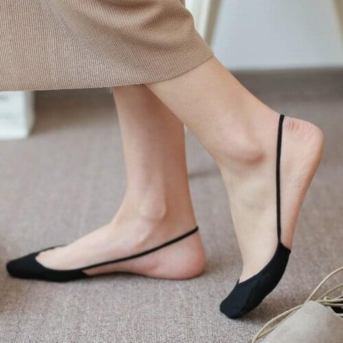 Boat socks womens non-slip can not fall with ins tide pure cotton shallow mouth sling stealth socks summer womenHeelless socks