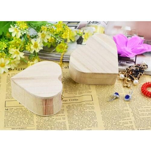 New Heart-shaped Wooden Box Ring Storage Box Jewelry Case Wooden Contianer Jewelry Creative Gift Box 9*10*4cm