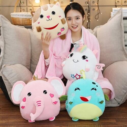 2020 winter new soft plush cute elephant cat unicorn hand warmer pillow for children to send girlfriend gifts