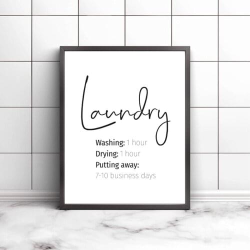 Laundry Print Laundry Room Decor , Funny Laundry Signs Minimalist Decoration Typography Poster Wall Art Picture Canvas Painting