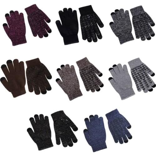 Unisex Winter Knit Touch Screen Gloves Anti-Slip Silicone Thermal Lining Mittens X7JB