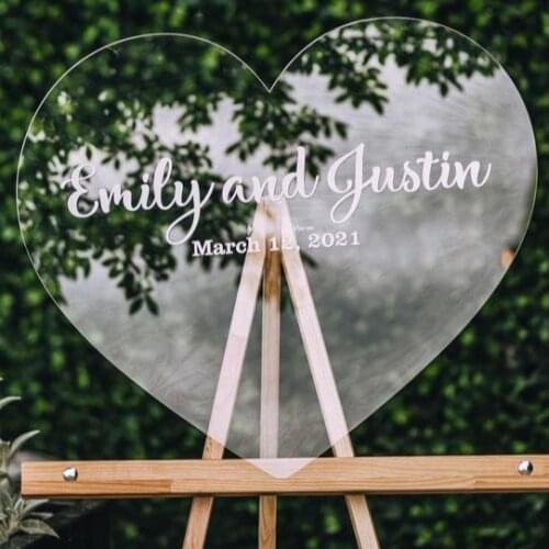 Personalized Acrylic Guestbook Heart, Circle, Rectangle Guest Book Sign Acrylic Sign with White or Black letters By Bigday