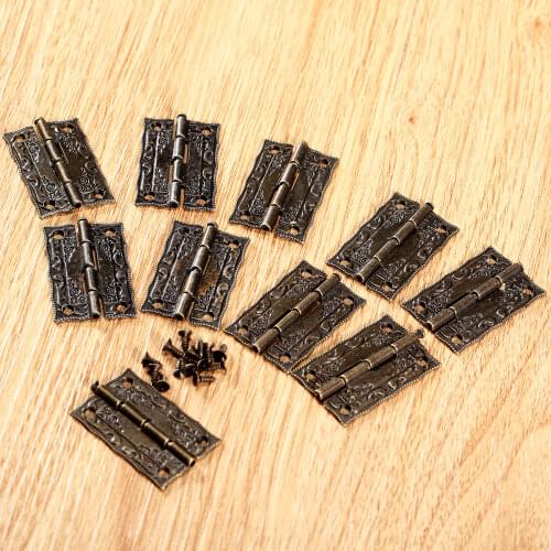 10Pcs 36x23mm Antique Bronze Cabinet Hinges Furniture Accessories Door Hinges Drawer Jewellery Box Hinges For Furniture Hardware