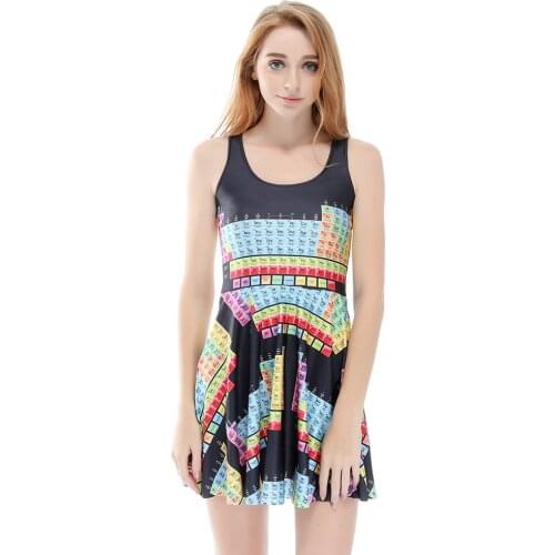 New Product Listing Personality Chemistry Element Periodic Table Dress Digital Printing Pleated Jumpsuit Skirt Chemical