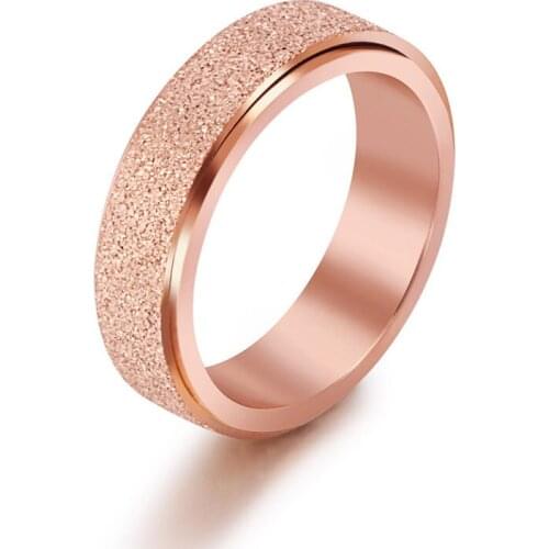 New Rotatable Ring Men Women Rose Gold Color Titanium Double Loop Design Rotatable Lucky Jewelry Accessories