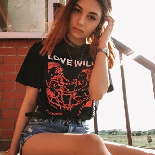 Love Will Tear Us Apart Unisex Tumblr Fashion Grunge Black Tee Hipsters Punk Style Top