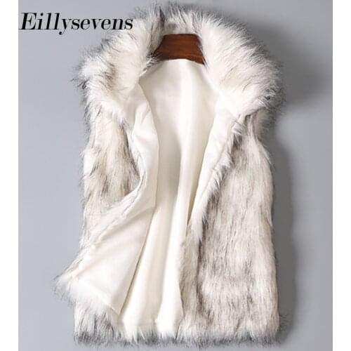 S-3xl Faux Fur Outerwear Women 2020 Winter Top Fashion Coat Elegant Sleeveless Warm Outerwear Fake Fur Jacket Chaquetas Mujer