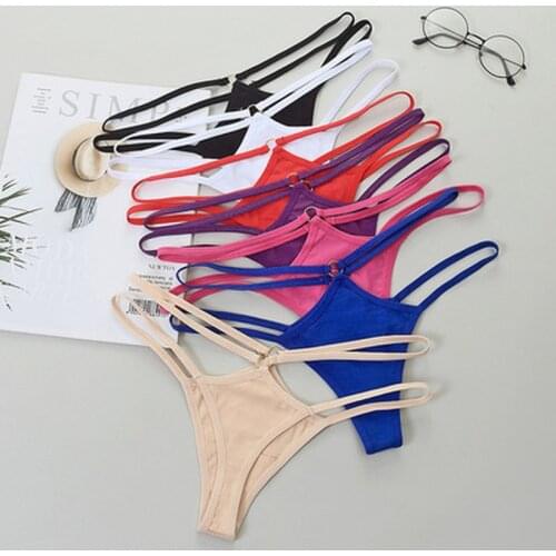 1Pc G-string Panties Cotton Womens Underwear Sexy Panties Female Underpants Thong Solid Color Pantys Lingerie Design