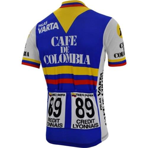 1985 cafe de colombia retro Ride clothes man cycling jersey short sleeve Sports Wear cycling clothing wholesale customized
