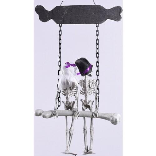 2PCS Halloween Skeletons,Full Body Poseable Skeleton, Scary Simulation Realistic Mini Bride & Groom Skeletons For Haunted 1111