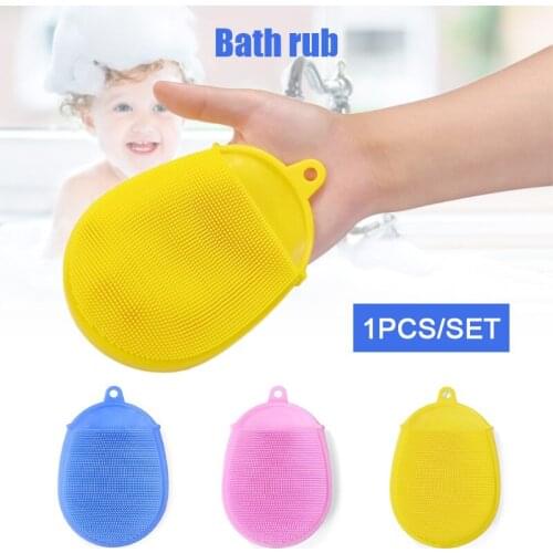 2021 Toddler Baby Silicone Body Bath Brush Quick Dry Bacteria Resistant Scrubbers Exfoliating Mitt SSwell