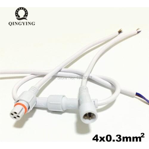 5 pairs 4 Cores Waterproof Connector Cable 4x0.3mm With Male And Female Wire Plug Adapter 4pin 40cm Length
