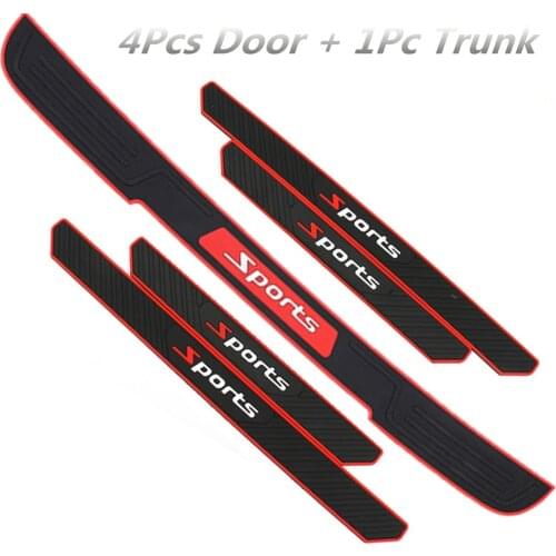5PCS Rubber Car Door Scuff Sill Cover Rear Guard Bumper Scratch Protector Non-slip Pad Cover Sport Style