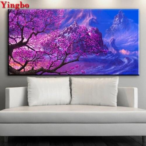 Diy 3d diamond embroidery scenery full drill square diamond painting sakura tree landscape diamond mosaic round rhinestone icon
