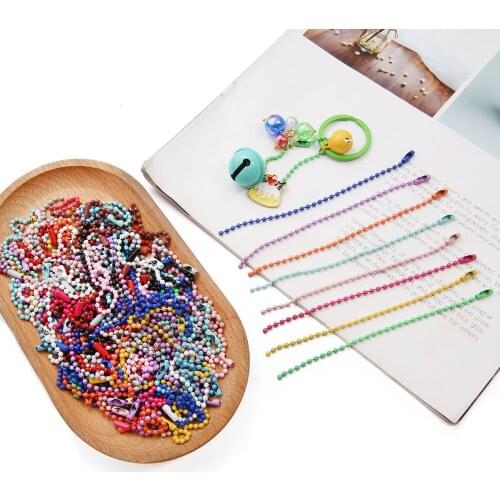 10Pcs Round Ball Bead Chains Craft Garment/Dolls/Bags/Label Hang Tags Chain Buckles Color Ring Connector DIY Jewelry Findings