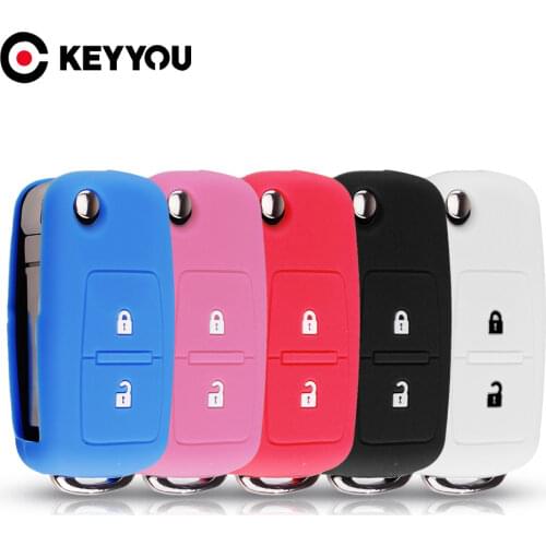 KEYYOU For 2/3BTN VW Golf Bora Jetta POLO GOLF Passat For Skoda Octavia A5 Fabia For SEAT Ibiza Leon Silicone Car Key Case Cover