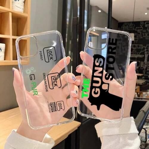 CUTEWANAN Glock Handgun Shell Phone Case For iphone 12 11 8 7 6s 6 5 5s 5c se plus mini x xs xr pro max Transparent soft