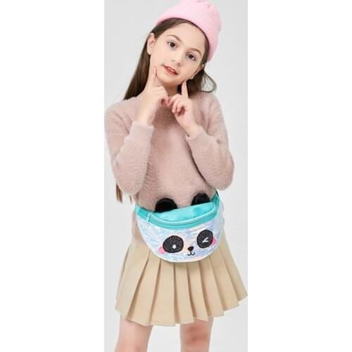 Cute Panda Kids Cartoon Waist Bag Girls Sequins Fanny Pack Christmas Gift 20CA