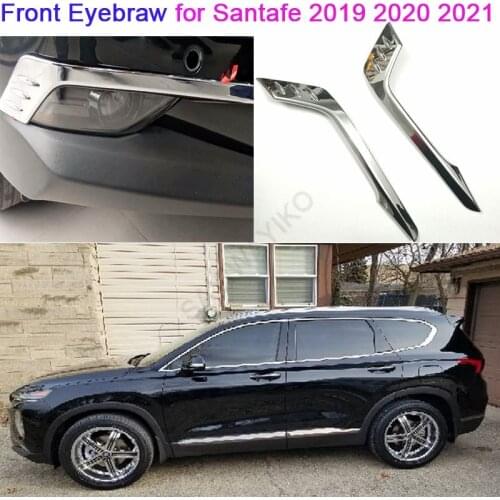 For Hyundai Santafe Santa fe 2019 ABS Chrome Front Foglight Fog Light Lamp Cover eyebraw Trim Frame Sticker Exterior Accessories