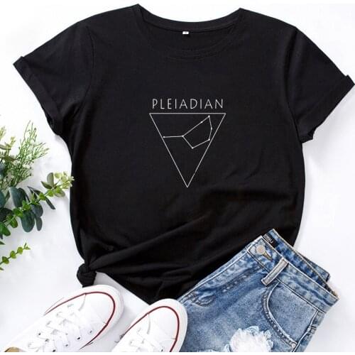 PLEIADIAN Shirt Women Short Sleeve Cotton Women T Shirt Casual O-neck Camisetas Mujer Personality Harajuku Tee Shirt Femme