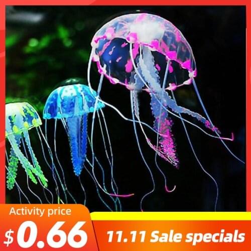 Artificial Glowing Aquarium Jellyfish Ornament Decor Glowing Effect Fish Tank Decoration Aquatic Pet Supplies Home Accessories