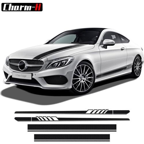 Edition 1 Stripes Car Side Skirt Hood Rear Roof Decal Stickers for Mercedes Benz C Class W205 2-Door Coupe C205 2015-Present