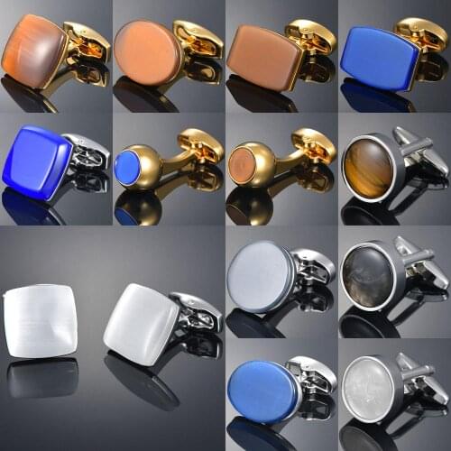 Quality Crystal Square/Round Cufflinks for mens gold black flower/Crown/ cufflinks Top brand mens French shirt cufflinks