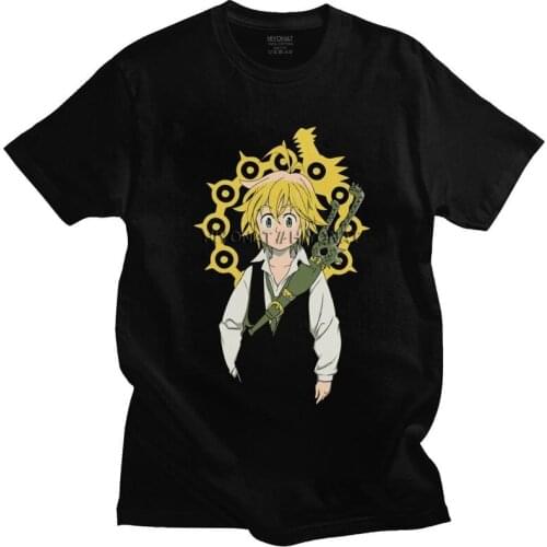 Kawaii Meliodas Seven Deadly Sins T Shirt Men Short Sleeved 100% Cotton T-shirt Japan Anime Manga Tshirt Nanatsu no Taizai Tee