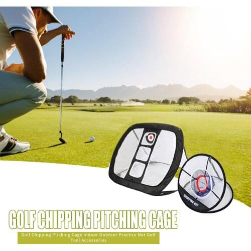 Indoor Outdoor Chipping Pitching Cages Mats Practice Easy Net Golf Training Aids Metal + Net Beginners Gift Home For Backyard