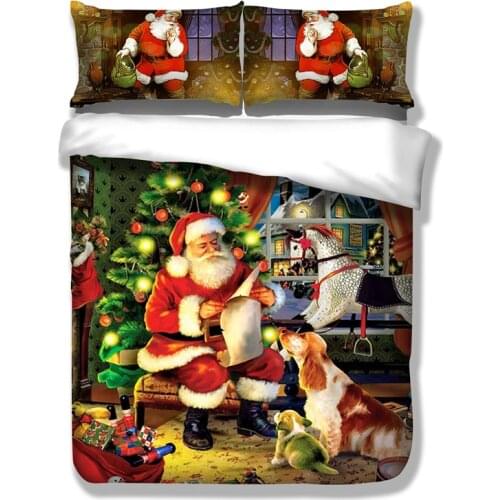 New Christmas Printed Bedding Set Duvet Cover 3d Santa Claus Quilt Cover Pillowcase Bedding Set Full Size