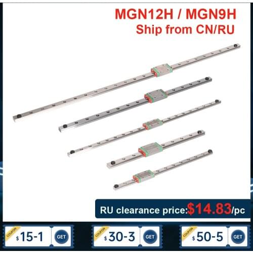 MGN MGN12 MGN9 MGN12H MGN9H Linear Rail Slide 200 300 350 400 450 500 550 600mm Linear Guide MGN Carriage CNC 3D Printer Parts