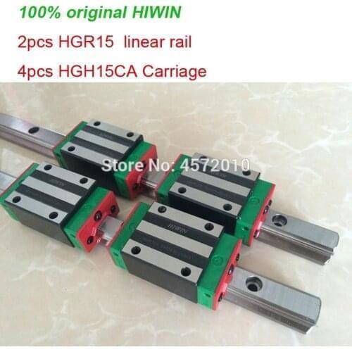 2pcs 100% original HIWIN linear rail guide HGR15 - 1200mm 1500mm + 4pcs HGH15CA or HGW15CA carriage