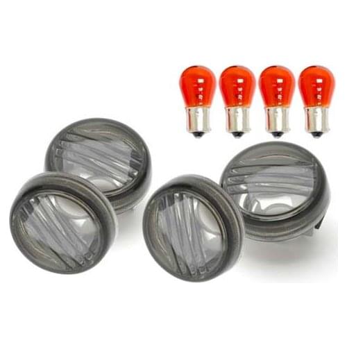 Free shipping 4 PCS Smoke Turn Signal Lens Lenses With Amber Bulbs For 2006-2012 Suzuki Boulevard M109R (all Models)