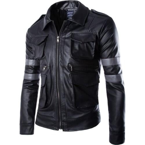 New Arrival Men Leather Jacket Long Sleeve PU Leather Coat motorcycle leather jackets Autumn Winter leather jacket men