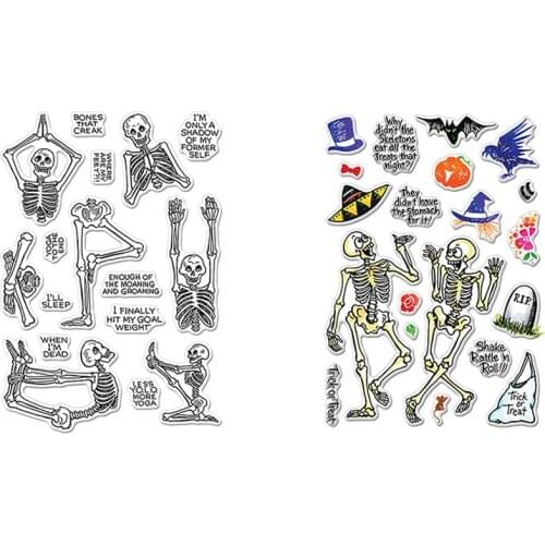 Helloween Set Funny Skull/Skeleton Matching Words Transparent Clear Stamps for DIY Scrapbooking Cards Crafts 2019 New