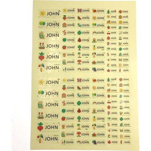 108Pcs Transparent Cartoon Pattern Custom Name Stickers Waterproof Tags Labels For Children Personal Scrapbook School Stationery