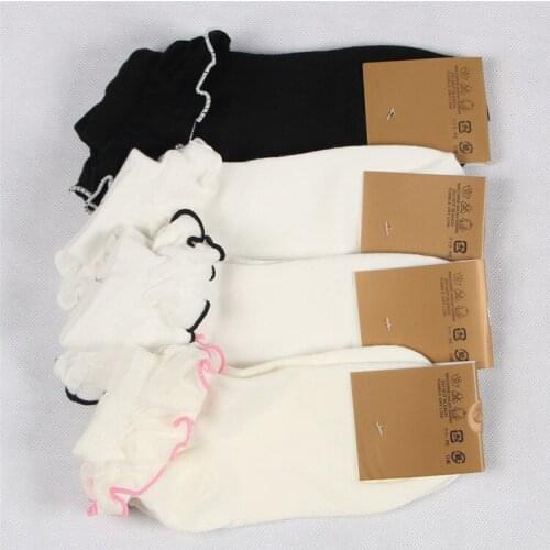 Japanese Womens Socks Cotton Pure Cotton Socks Wavy Lace Decoration JK Uniforms School Dress Cute Short Stockings For Girls