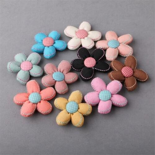 New Arrival handmade Cotton Fabric Crochet Spring Flowers Patch Sticker DIy jewelry Findings Floral Ornament headband Clip Decor