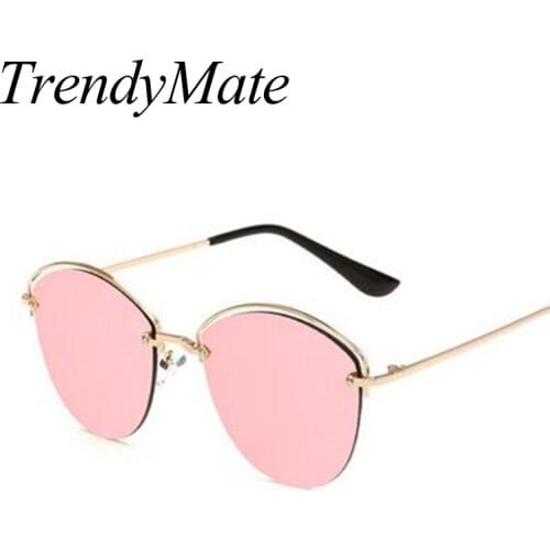 Hot 2017 Newest Classic Cat Eye Sunglasses Women Rimless Frame Vintage Sun Glasses Uv400 Mirror Driving Pilot Sun Glasses 502