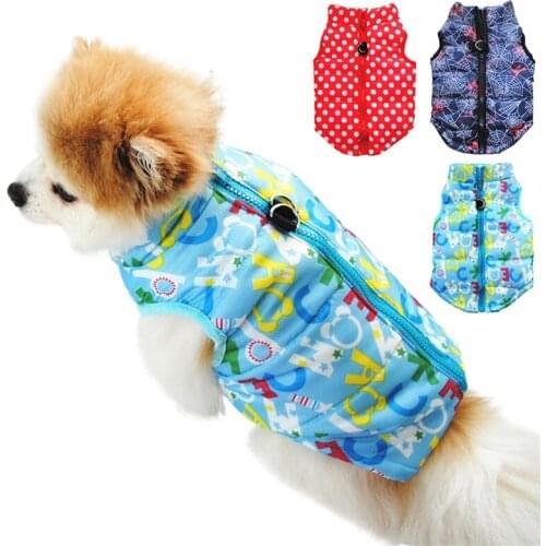 Dog Clothes Winter Puppy Kitten Warm Clothing Jacket For Chihuahua Teddy Zipper Coat With Leash Ring Pet Vest Coat