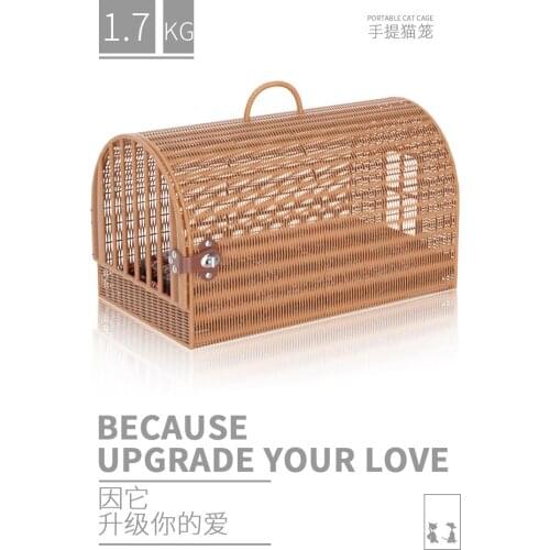 600 Cat cage cat portable out of the hand basket rattan woven metal skeleton cat cage car travel bag cat bag