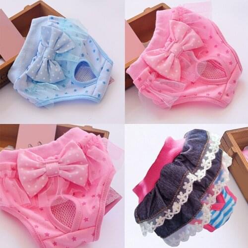 Pet Dog Diaper Physiological Pants Sanitary Panties Washable Female Dog Panties Shorts Underwear Lace Edge Pet Trousers