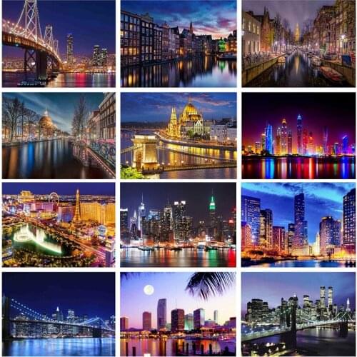 Full Square Round Drill 5D DIY Diamond Embroidery City Scenery Diamond Painting Cross Stitch Rhinestone Mosaic Home Decor