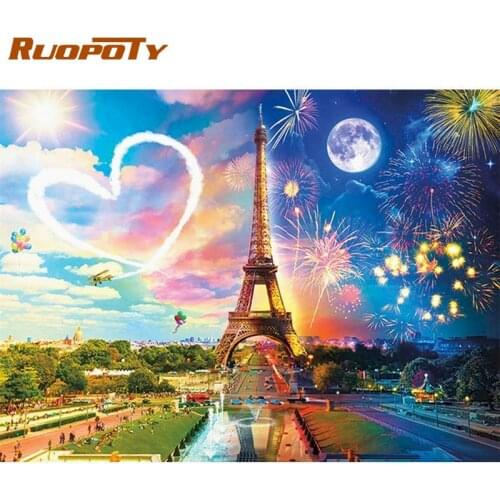 RUOPOTY Fireworks Tower DIY Painting By Numbers Kit Acrylic Coloring By Numbers Wall Art Picture Canvas Painting Home Decor