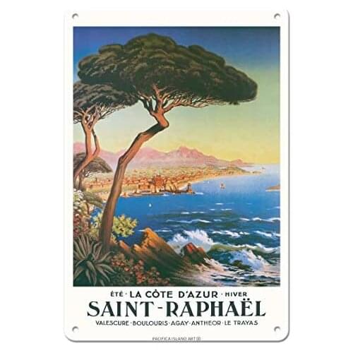 Saint-Raphaël - La Cote d’Azur - Summer, Winter by Adelin Charles Morel de Tanguy c.1910- Metal Sign