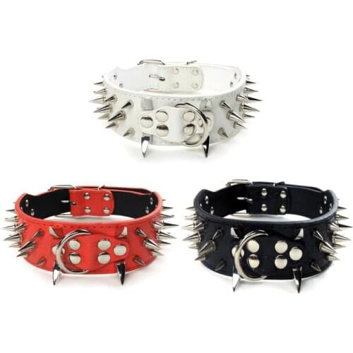 Punk PU Studded Dog Collar Pet Adjustable Harness Spike Artificial Leather Dog Supplies