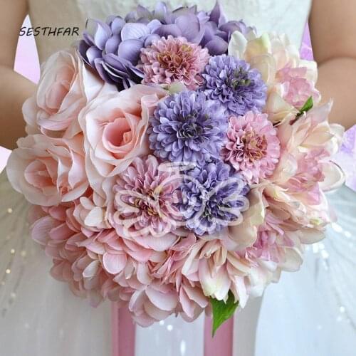 Wedding Foam flowers Rose Fake Wedding bouquet Bridal bouquet Ribbon Ivory Rose Bridesmaid SPH028